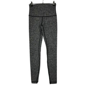 Lululemon Wunder Under Heathered Black Athletic Leggings 6